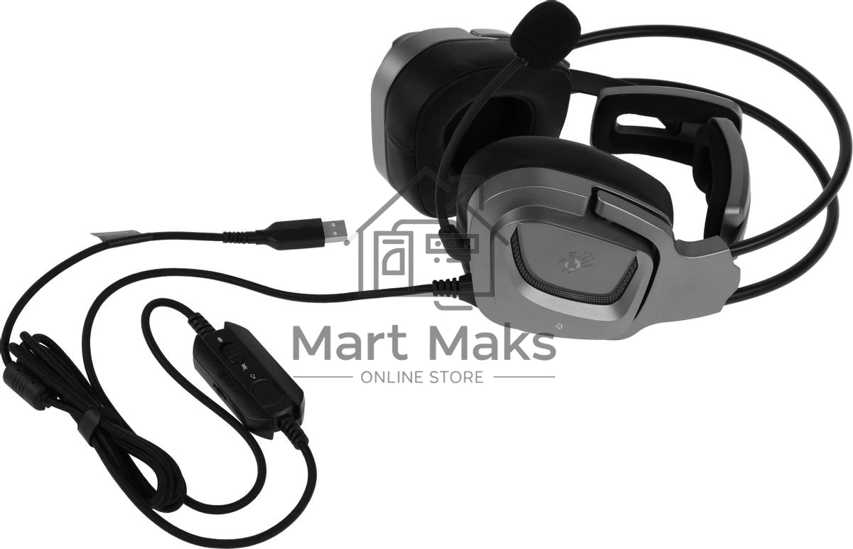 Гарнитура проводная с микрофоном A4Tech Bloody G575 серый 2м мониторные USB оголовье (G575 USB/GREY)