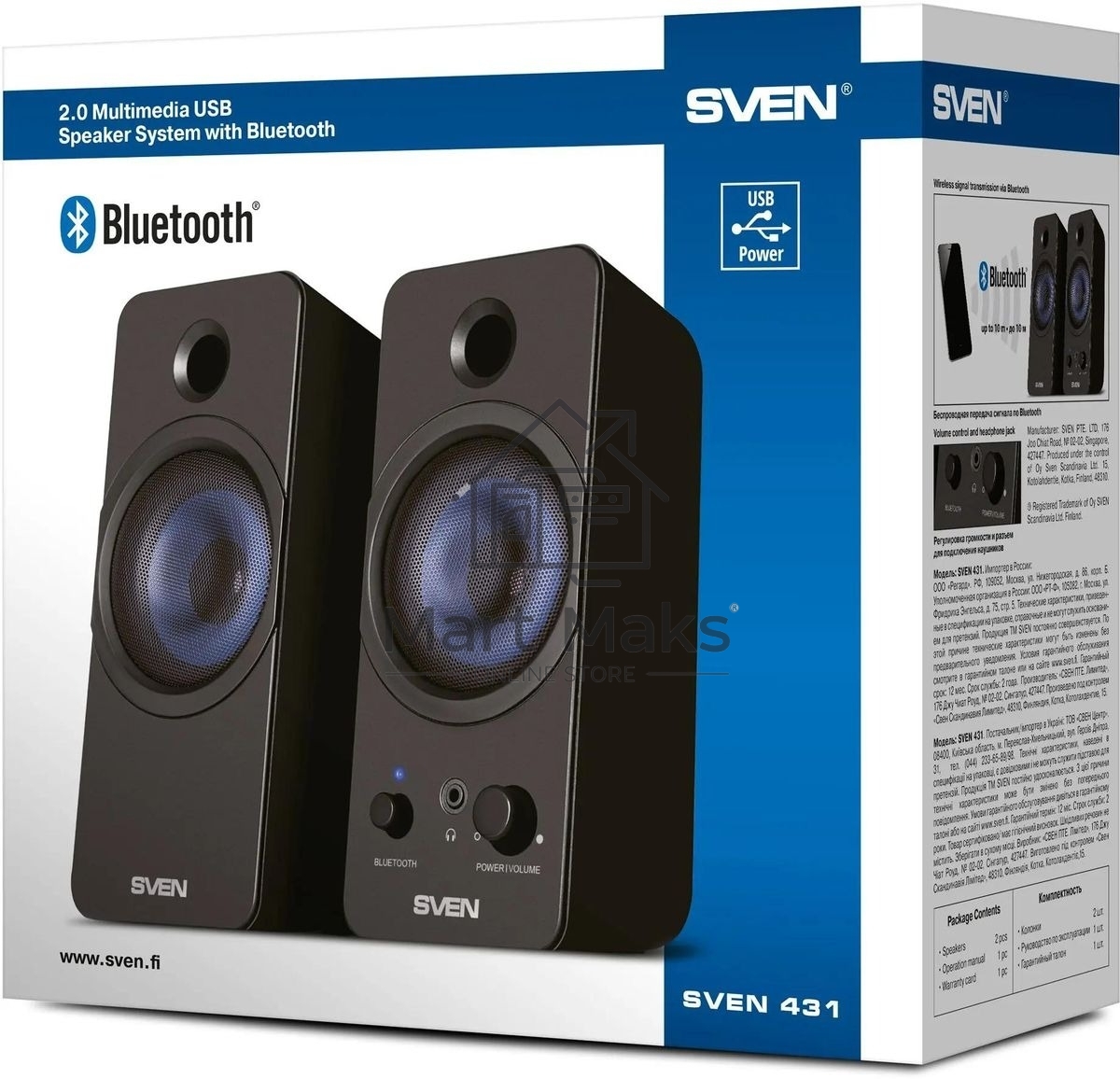 Акустическая система SVEN АС 431, черный (6 Вт, питание USB, Bluetooth)