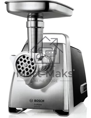 Мясорубка электрическая Bosch MFW68640 черный, 2200 Вт, 4.3 кг/мин, реверс, металлический лоток, насадки - 5