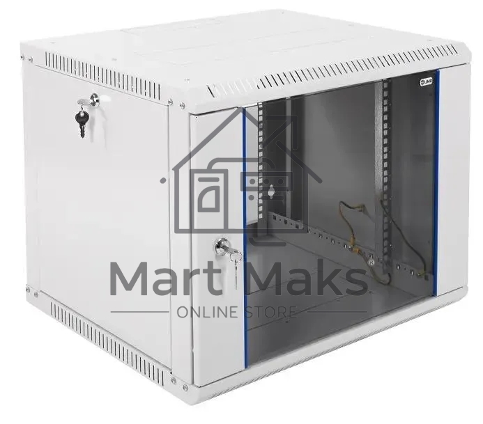 Шкаф настенный ЦМО ШРН-Э-9.500 9U 600x520 мм пер. дв. стекл несъемные бок. пан. серый