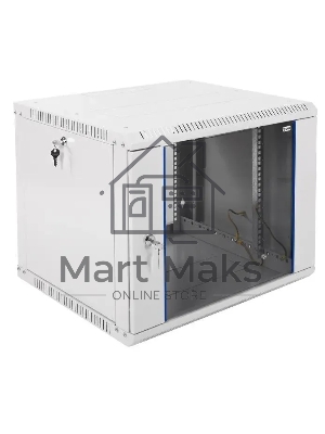 Шкаф настенный ЦМО ШРН-Э-9.500 9U 600x520 мм пер. дв. стекл несъемные бок. пан. серый