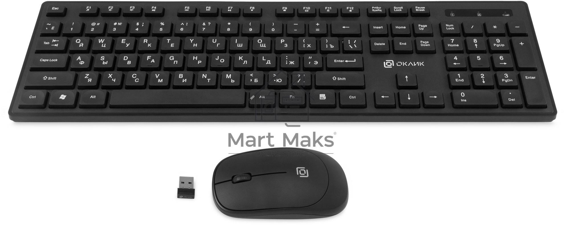 Клавиатура + мышь Оклик S255W клав:черный мышь:черный USB беспроводная Multimedia (1909361)