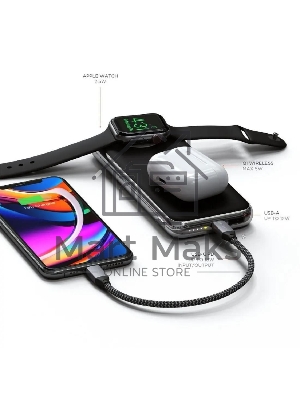 Беспроводное зарядное устройство Satechi Quatro Wireless Power Bank. серый космос ST-UC10WPBM