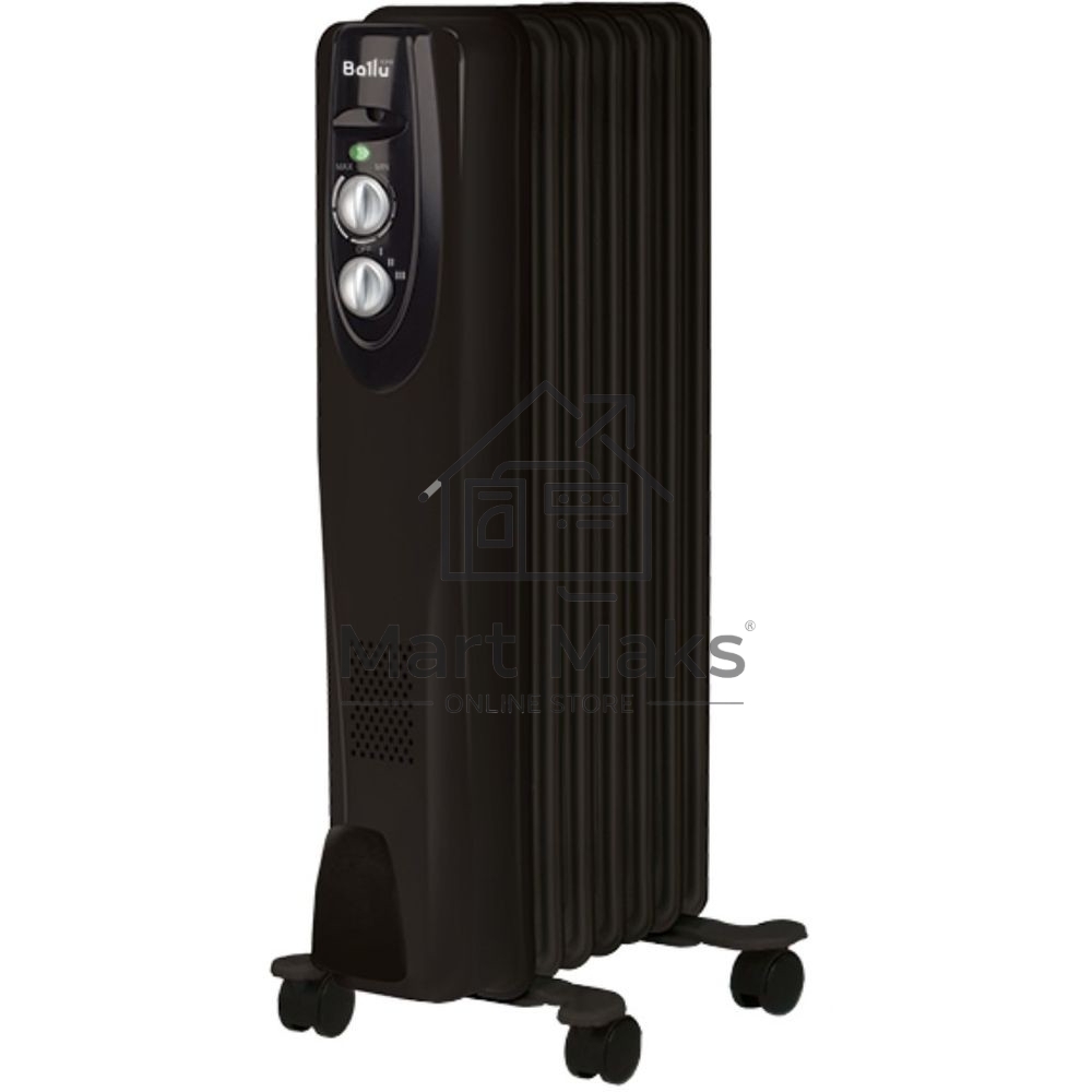 Масляный обогреватель Ballu Classic Black BOH/CL-07BRN (7 секций) (7 секций), черный, 1500 Вт, 20 м2, термостат