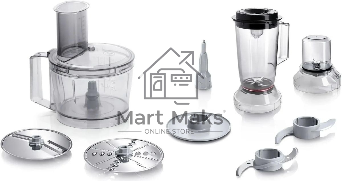 Кухонный комбайн Bosch MCM3501M 800 Вт, Скорости: 2, Блендер 1 л, Чаша 2.3 л, Цвет черны/серебристый