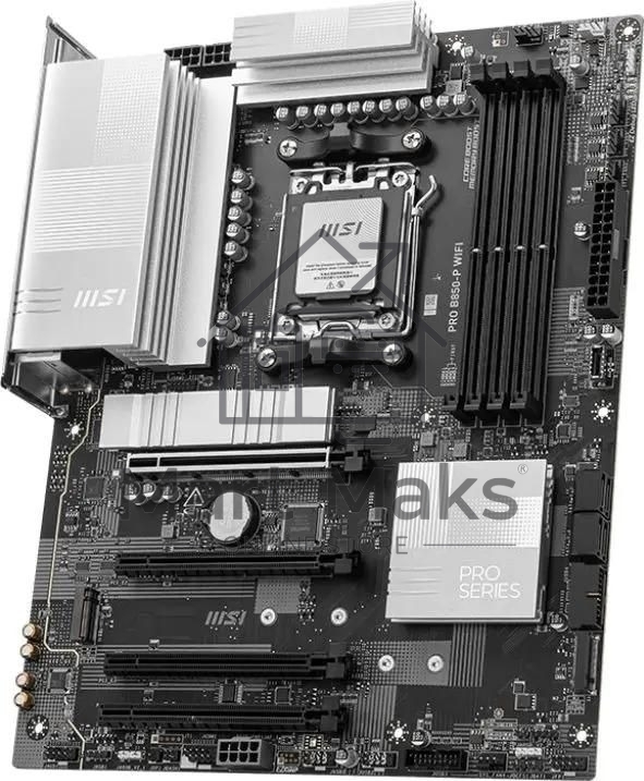 Материнская плата MSI PRO B850-P WIFI, AM5, AMD B850, 4xDDR5, 4xSATA, 3xM.2, 1xPCIe 5.0 x16, 1xPCIe 4.0 x4, 2xPCIe 3.0 x1, 1xHDMI, 1x5Gb LAN, Wi-Fi 7, 4xUSB 2.0, 1xUSB 3.2 Gen 1, 1xUSB 3.2 Gen 2, 2xUSB-C 3.2 Gen 2, 2x3.5 мм, 7.1, ATX
