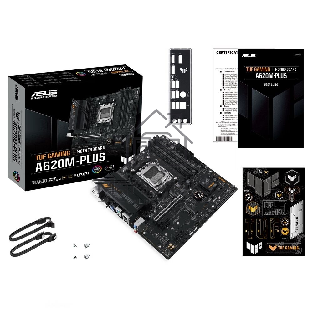 Материнская плата ASUS TUF GAMING A620M-PLUS, AM5, AMD A620, 4xDDR5, 4xSATA, 2xM.2, 1xPCI-E 4.0 x16, 2xPCI-E x1, 2xDP, 1xHDMI, 1x 2.5Gb LAN, 2xUSB-A 3.2 Gen 1, 4xUSB-A 2.0, 3x3.5 мм, 7.1, Micro-ATX