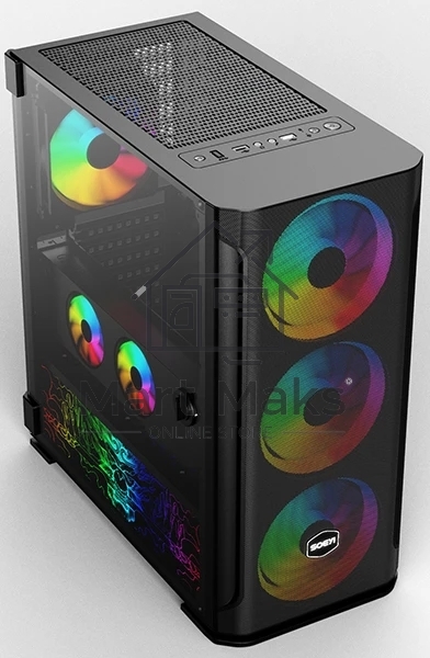 Компьютерный корпус SOEYI «AX1-B10 SOEYI ATX case with черный coating front panel with flat small mesh, without»