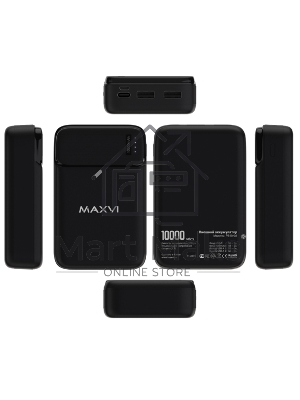 Внешний аккумулятор Maxvi PB10-08 10000 мАч, 2A, 2хUSB/Type-C/MicroUSB