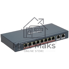Коммутатор Hikvision DS-3E0310HP-E(C), 8×100 Мбит/с PoE + 2×1 Гбит/с, неуправляемый