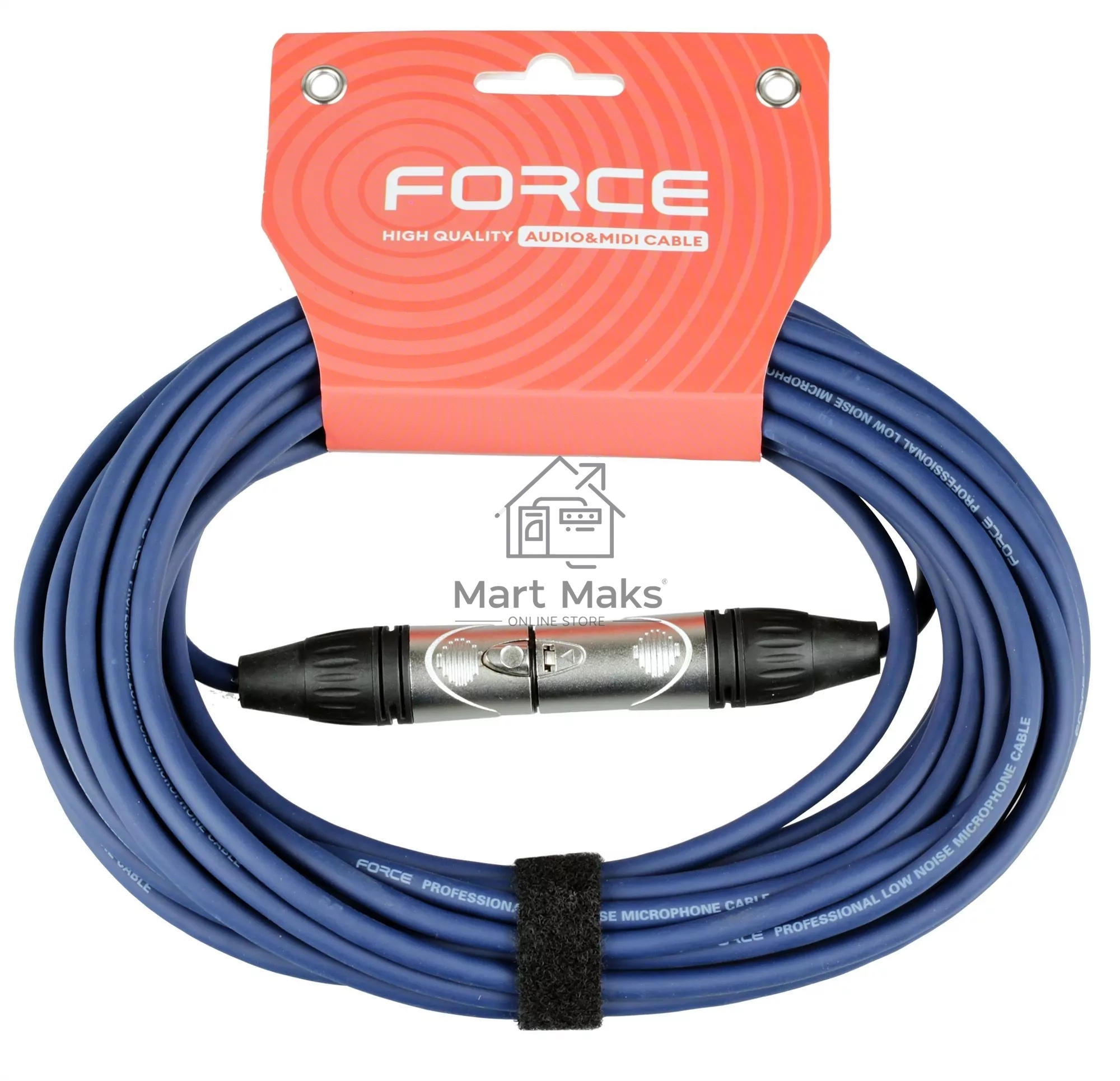 Кабель микрофонный FORCE FMC-05/10 BLXLR (M) - XLR (F), высококачественный балансный, малошумящий с проводниками из безкислородной меди OFC, диаметр 6 мм, профессиональные металлические разъемы, длина 10 м, цвет синий