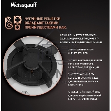 Газовая варочная панель Weissgauff HGG 640 WG Nano Glass