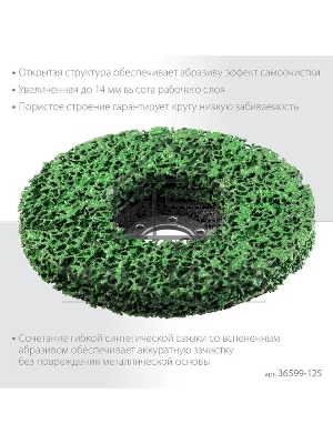 Диск абразивный Kraftool 36599-125 d=125мм d(посад.)=22.2мм (угловые шлифмашины)