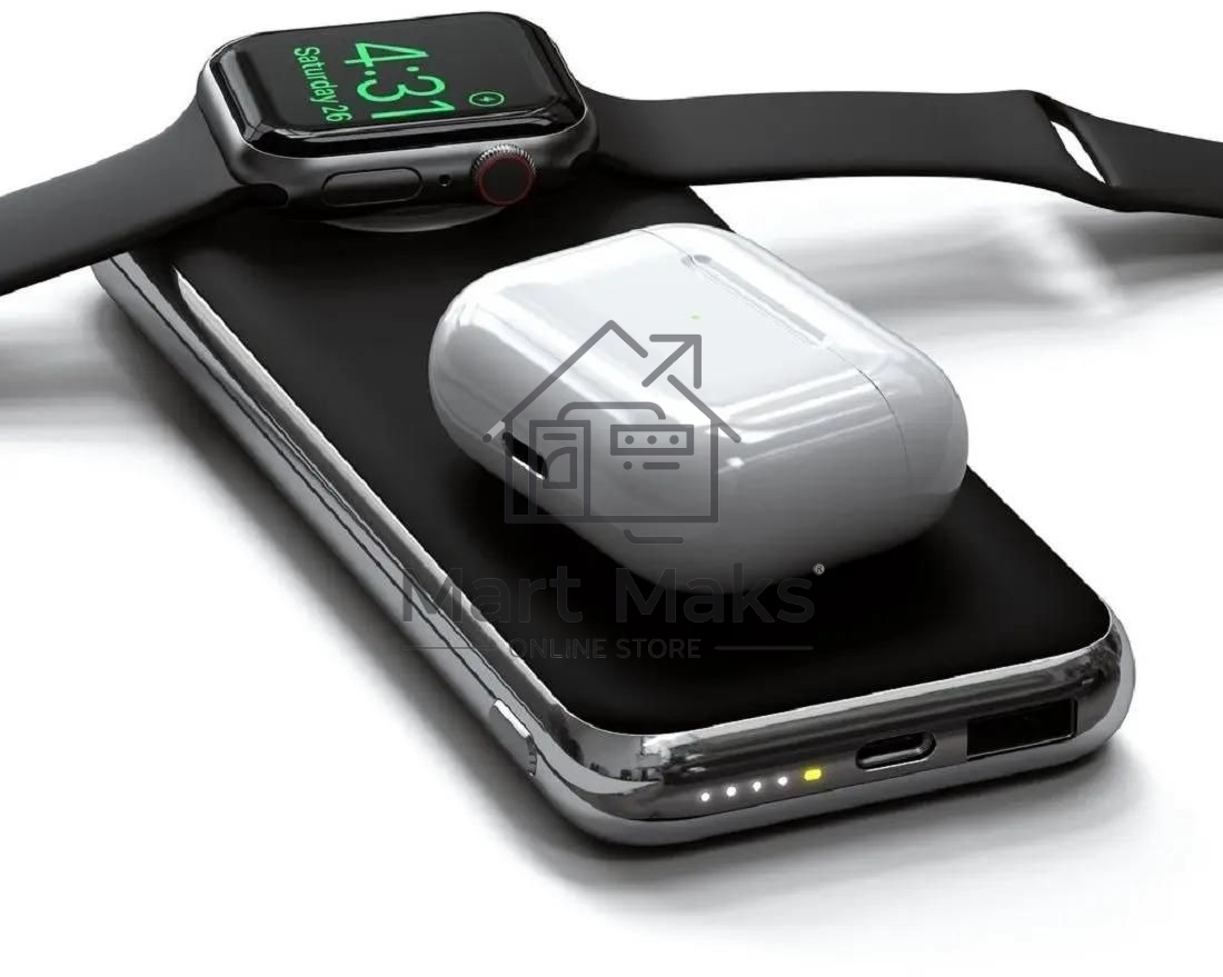 Беспроводное зарядное устройство Satechi Quatro Wireless Power Bank. серый космос ST-UC10WPBM