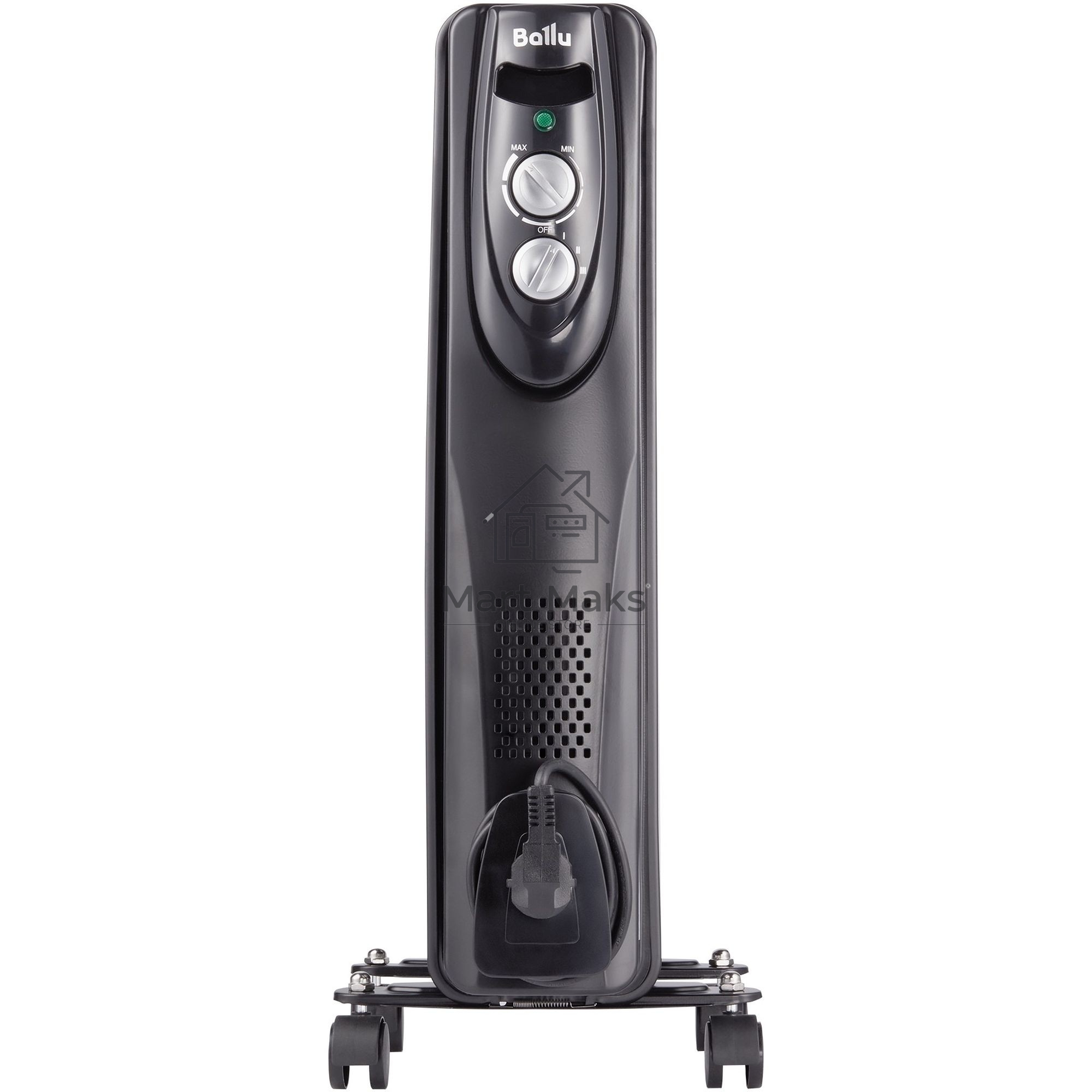 Масляный обогреватель Ballu Classic Black BOH/CL-07BRN (7 секций) (7 секций), черный, 1500 Вт, 20 м2, термостат