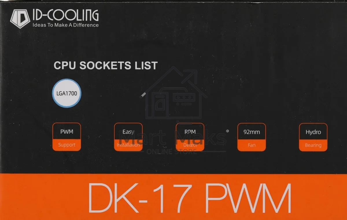 Кулер ID-COOLING DK-17 PWM серебристый/черный 92мм алюминий 2200rpm 26db 4-pin 65W 42мм