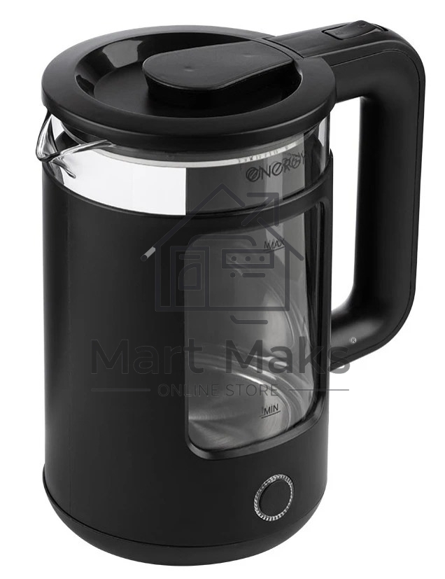 Чайник электрический Energy E-256, 1500 Вт, 1,5л, стекло, черный