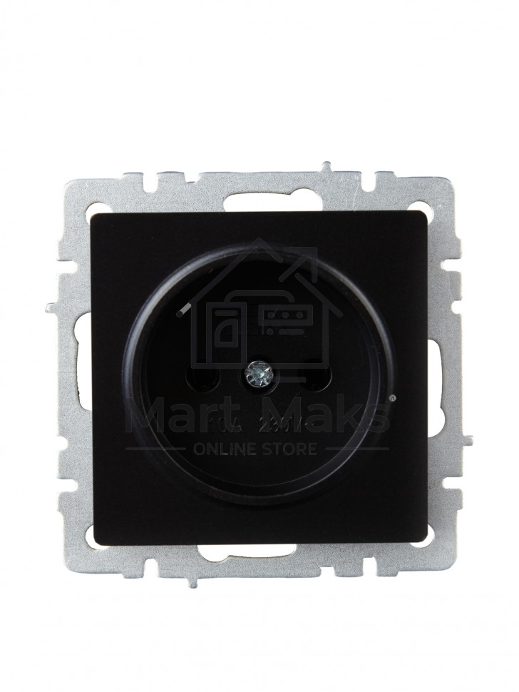 Розетка 1-местная IEK BRITE РС10-1-0-БрЧ (BR-R10-10-K02) без заземления, без защитных шторок, 10А, черный
