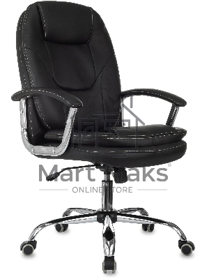 Кресло руководителя Бюрократ CH-868SL черный, эко.кожа, крестов. металл хром