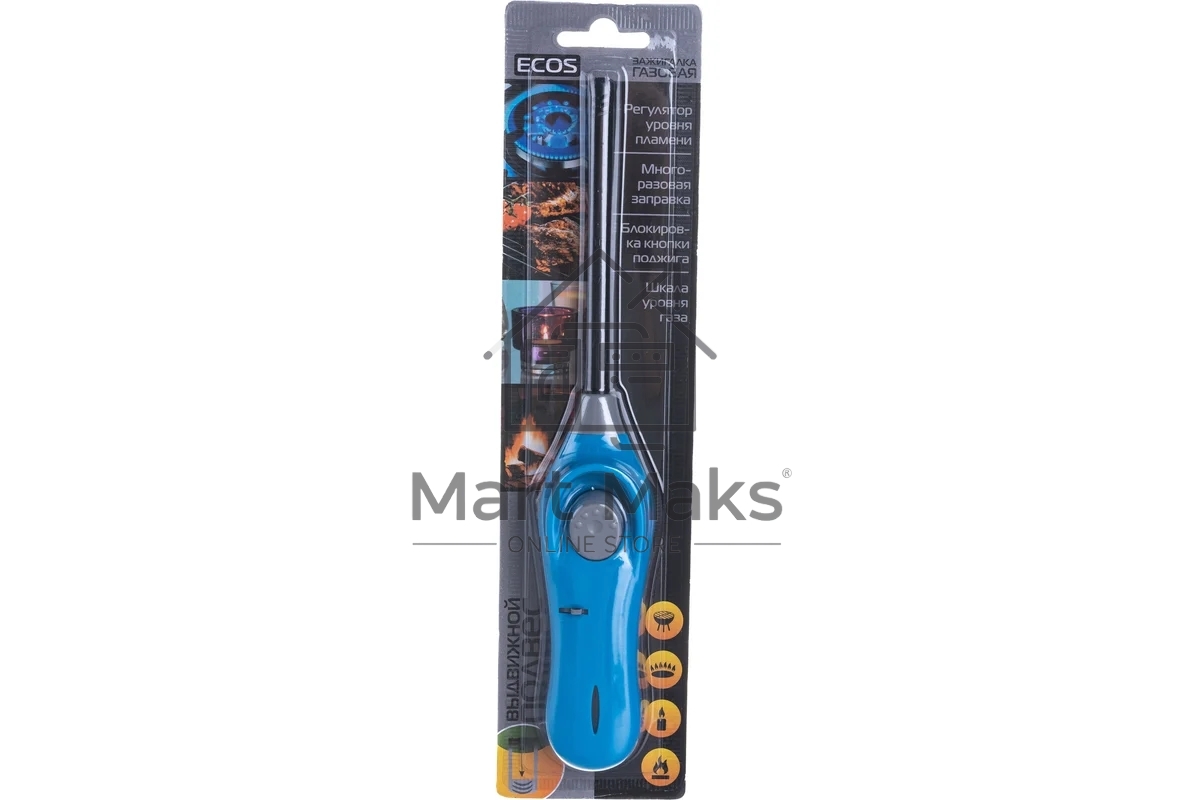 Зажигалка газовая ECOS GL-001B, синяя (157799)