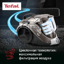 Пылесос Tefal TW3786RA серый/черный, 750/2100 Вт, уборка сухая, пылесборник контейнер 1,5 л