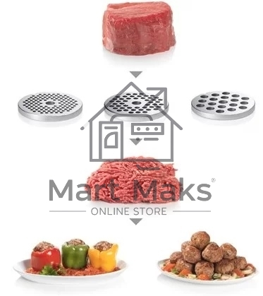 Мясорубка электрическая Bosch MFW68640 черный, 2200 Вт, 4.3 кг/мин, реверс, металлический лоток, насадки - 5