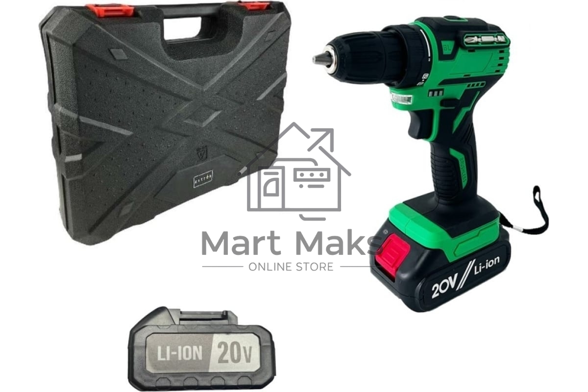 Дрель-шуруповерт Zitrek Greenpower 20 Pro 063-4061, Аккумуляторная, 20В, 2 АКБ, Кейс
