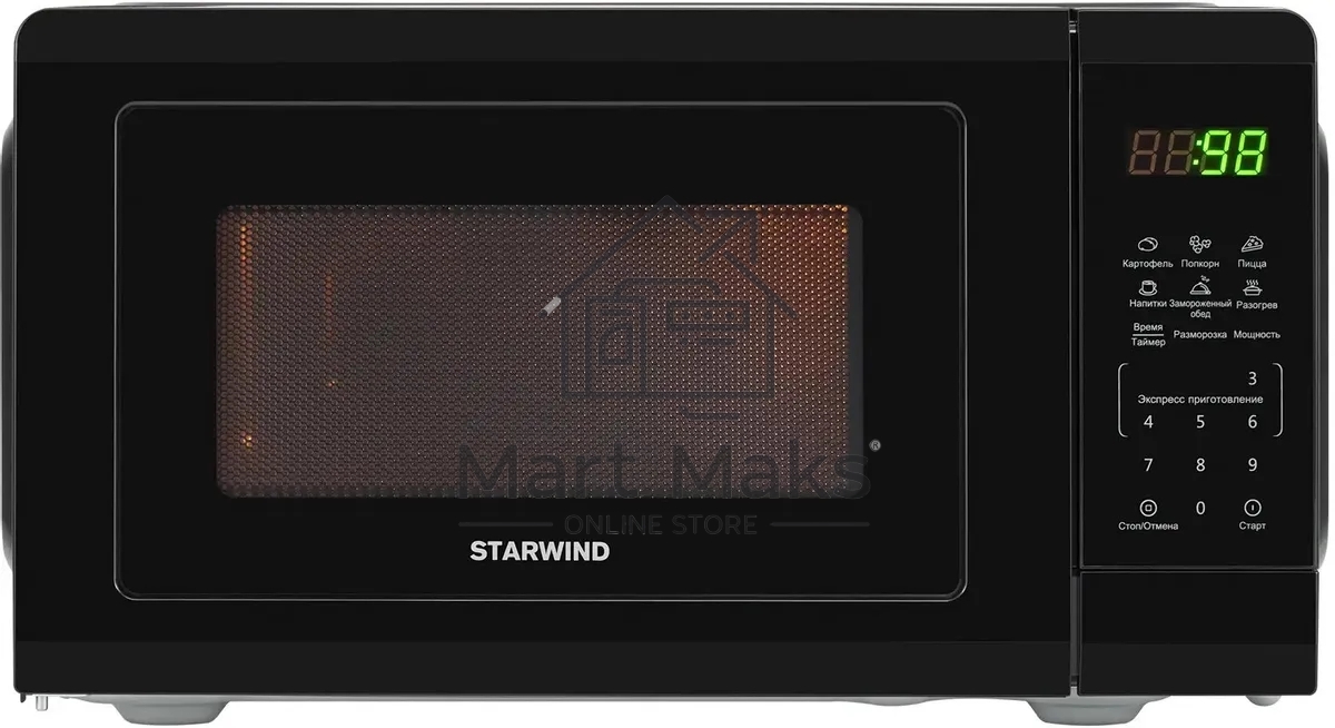 Микроволновая печь Starwind SMW4320 черный, 20 л, 700 Вт, переключатели - сенсор