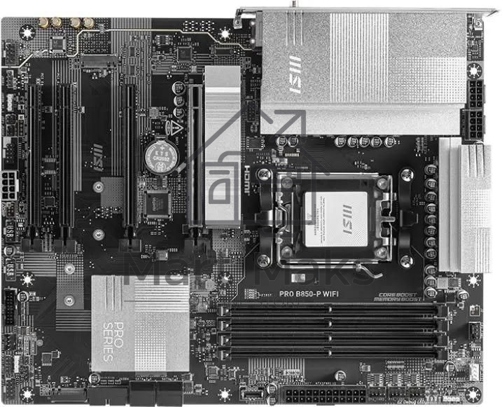 Материнская плата MSI PRO B850-P WIFI, AM5, AMD B850, 4xDDR5, 4xSATA, 3xM.2, 1xPCIe 5.0 x16, 1xPCIe 4.0 x4, 2xPCIe 3.0 x1, 1xHDMI, 1x5Gb LAN, Wi-Fi 7, 4xUSB 2.0, 1xUSB 3.2 Gen 1, 1xUSB 3.2 Gen 2, 2xUSB-C 3.2 Gen 2, 2x3.5 мм, 7.1, ATX
