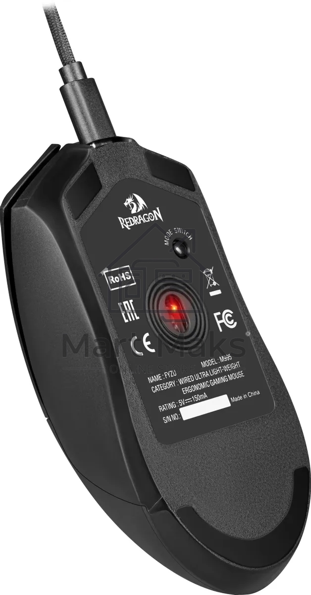 Мышь проводная игровая REDRAGON FYZU черная (USB, Pixart P3395, Huano, 6 кн., 26000 Dpi, RGb подсветка)