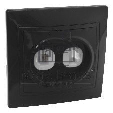 Розетка телефонная RJ11 + компьютерная RJ45 скрытой установки IP20, черная 