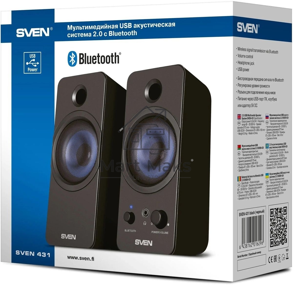 Акустическая система SVEN АС 431, черный (6 Вт, питание USB, Bluetooth)