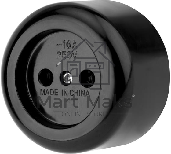 Розетка штепсельная Rexant карболитовая, открытой установки, б/з 16 А, черный