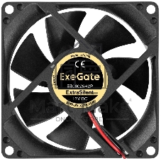Вентилятор корпусной ExeGate ExtraSilent ES08025H2P, 80 мм, 1900 об/мин, 19 дБ, 2-pin, без подсветки