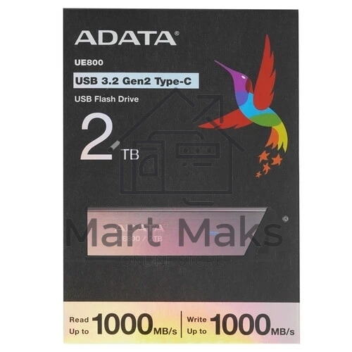 Флеш диск ADATA Elite UE800, 2ТБ, USB 3.2/TypeC, R/W 1000/1000 МБ/с, серый