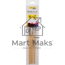 Набор кистей Silwerhof Color (набор 5шт) пони круглая №1-5, деревянная ручка