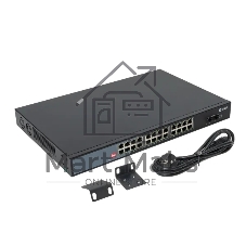 Коммутатор EKF TSX-U-2GX/SFP-24GTP-R, 24×1 Гбит/с PoE + 2×1 Гбит/с SFP, неуправляемый