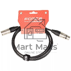 Кабель микрофонный FORCE FMC-05/1.5XLR (M) - XLR (F), высококачественный балансный, малошумящий с проводниками из безкислородной меди OFC, диаметр 6 мм, профессиональные металлические разъемы, длина 1,5 м, цвет черный