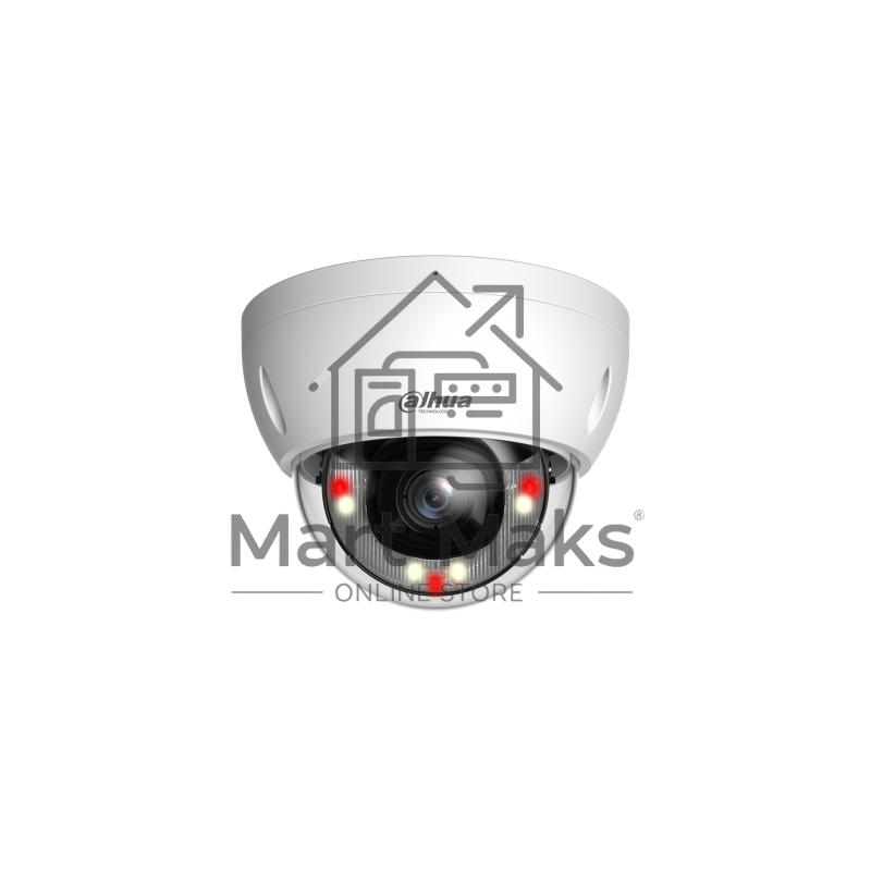 Уличная купольная IP-видеокамера DAHUA DH-IPC-HDBW2449EP-S-IL-0360B Smart Dual Light с ИИ 4Мп, 1/2.9” CMOS, объектив 3.6мм, видеоаналитика, ИК до 30м, LED до 30м, IP67, корпус: металл