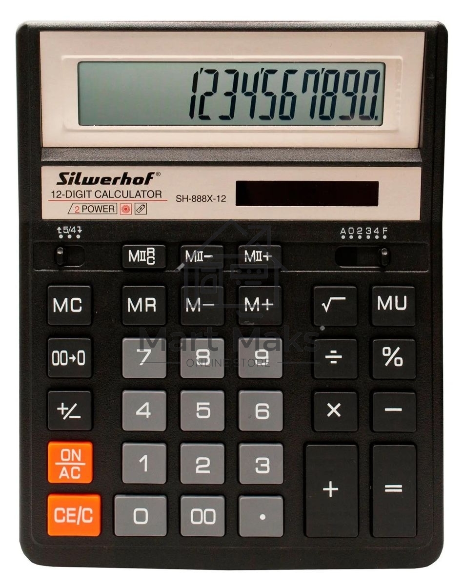 Калькулятор настольный Silwerhof SH-888X-12 черный 12-разр.