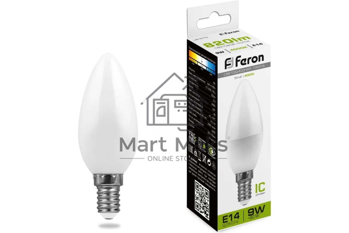 Лампа светодиодная FERON LB-570 (25799) 9W 230V E14 4000K