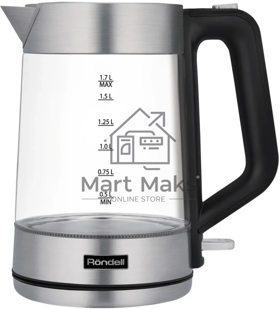 Чайник электрический Rondell RDE-1008 1.7л. 2200Вт прозрачный корпус: стекло