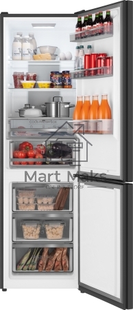 Холодильник Weissgauff WRK 2000 Total NoFrost Inverter Rock Glass графит двухкамерный 240/95л морозилка снизу