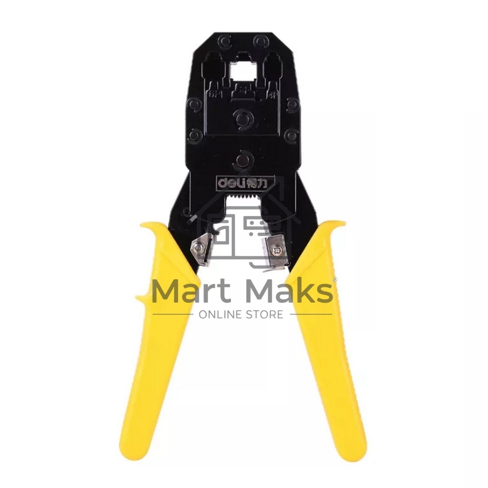 Обжимные клещи Deli DL2468 4P,6P,8P Размер: 200 мм. Спецификация обжима: 4P, 6P, 8P. Холоднокатаный стальной лист с черной отделкой ручка из ПВХ. Многофункциональность: резка проволоки, зачистка.