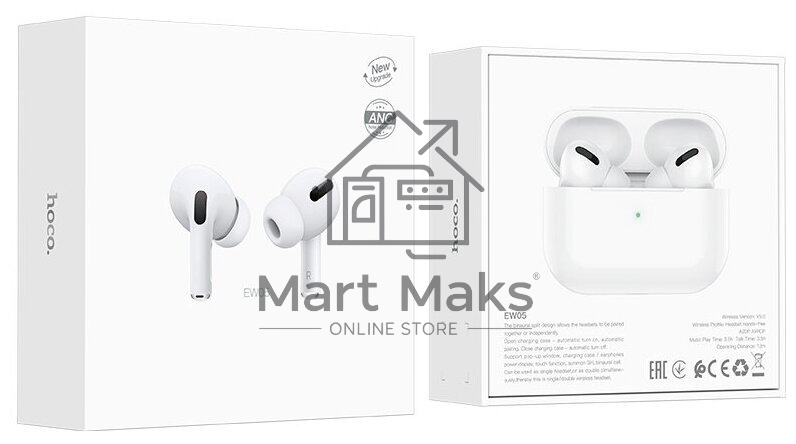 Наушники HOCO EW05 Plus беспроводные оригинальной серии с док станцией TWS, ANC, BT 5.1 белый