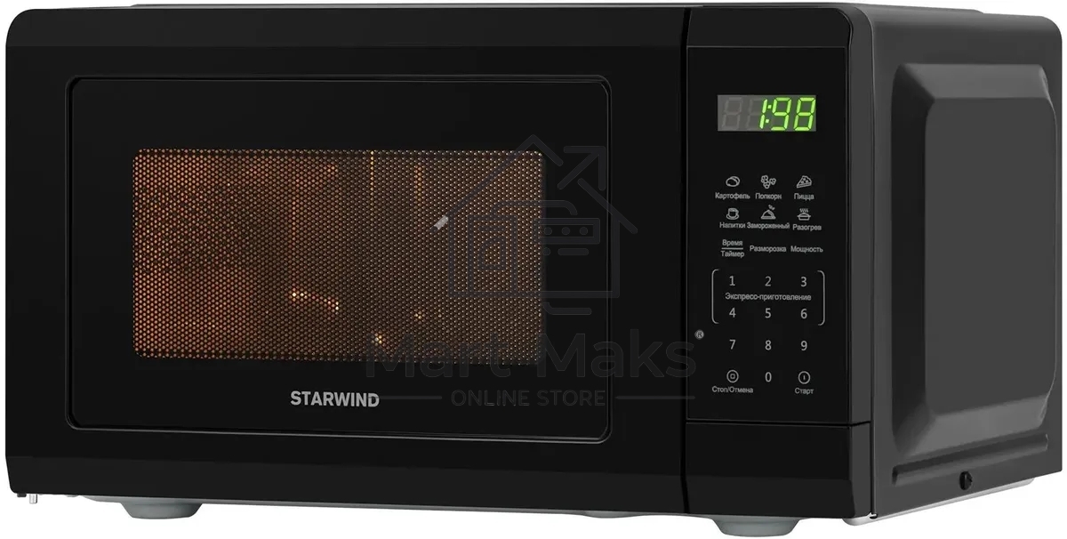 Микроволновая печь Starwind SMW4320 черный, 20 л, 700 Вт, переключатели - сенсор