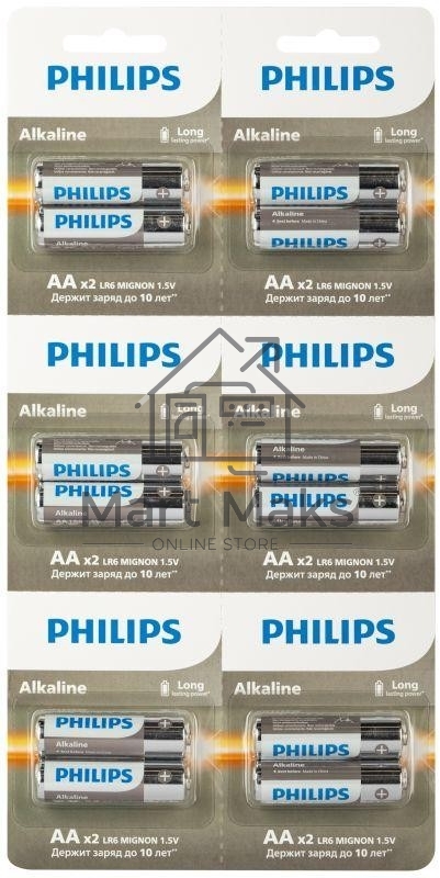 Элемент питания алкалиновый AA/LR6 1.5В Entry отрывной набор (блист. 12шт) Philips Б0064636
