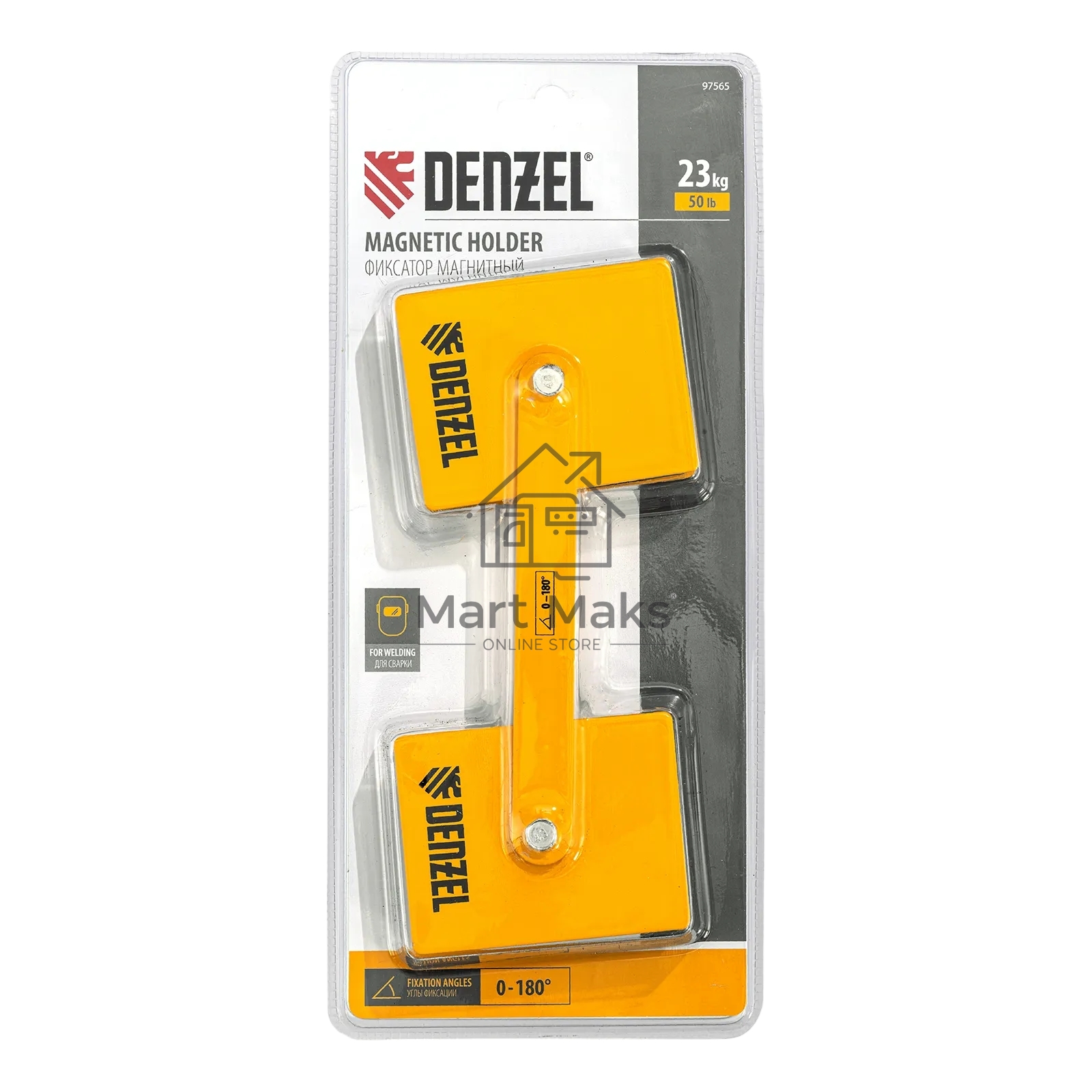 Фиксатор магнитный шарнирный Denzel для сварочных работ усилие 2x50 LB