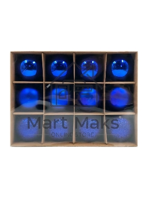 Набор елочных шаров Winter Glade пластик, 6 см, 12 шт, синий микс, 6012G004 Набор елочных шаров Winter Glade пластик, 6 см, 12 шт, синий микс, 6012G004