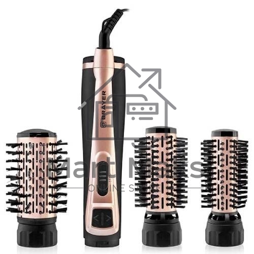 Фен-щетка BRAYER BR3100, 1000Вт, 3 насадки: 35, 40, 50 мм, 2 скорости, шнур 1,8 м